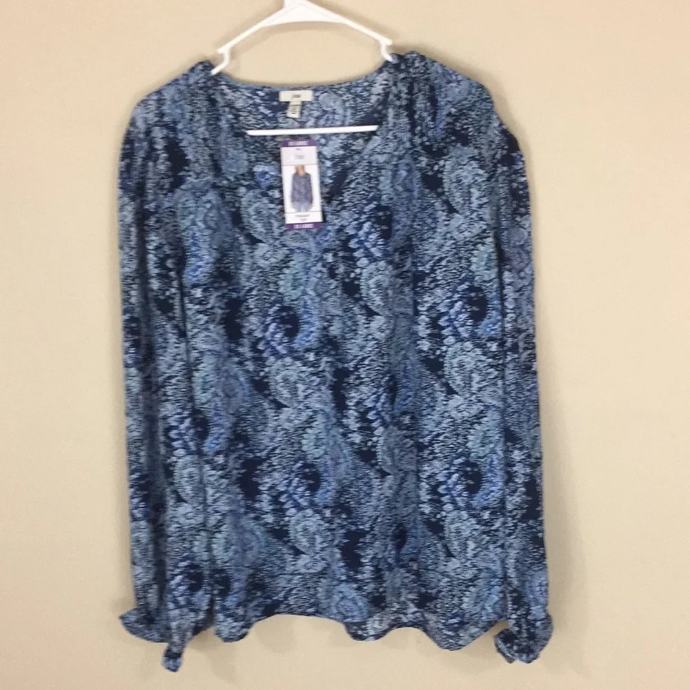 Joie  Blue Parisian Paisley Peasant Top Size XX-Large NWT